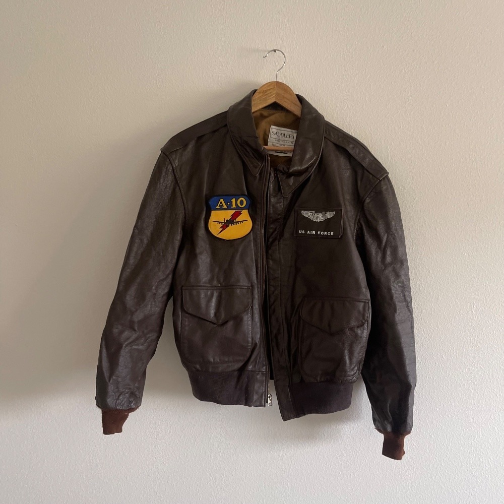 Vintage A-10 Brown Flight US Air Force Saddler‎ Leather Bomber Jacket Size 46R